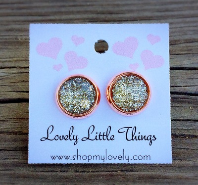 10mm Gold & Silver Glitter Ombré Faceted Studs with Copper Setting 