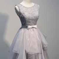 short homecoming dress, silver grey hoemcoming dress, cheap homecoming dress, party dress,  junior homecoming dress, graduation dress, PD15189 - Thumbnail 1