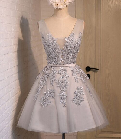 short homecoming dress, grey/silver homecoming dress, junior homecoming dress, lovely homecoming dress, cheap homecoming dress, PD15170