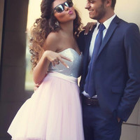 Lovely homecoming dress, pink homecoming dress, cheap homecoming dress, sweet heart homecoming dress, junior pretty prom dress, PD15129 - Thumbnail 1