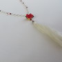 Beaded Rose Tassel Necklace -2