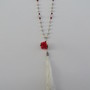 Beaded Rose Tassel Necklace -1