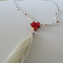 Beaded Rose Tassel Necklace -3