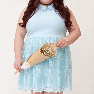 Xl-4xl blue sleeveless turn-down collar plus size dress sp166560