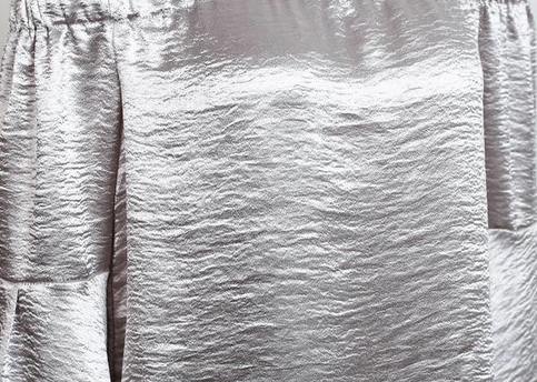 Silver Off Shoulder Flare Sleeve Blouse Satin