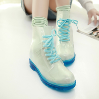 Harajuku transparent crystal jelly shoes boots Duantong rain boots - Thumbnail 2