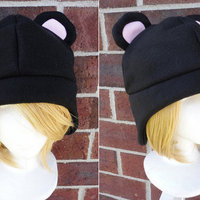 Bear - Brown, Black, Polar Fleece Hat - Thumbnail 2