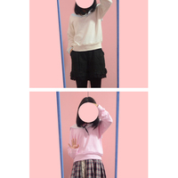 Harajuku cute navy crew-neck collar sweater - Thumbnail 4