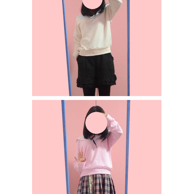 Harajuku cute navy crew-neck collar sweater