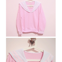 Harajuku cute navy crew-neck collar sweater - Thumbnail 3