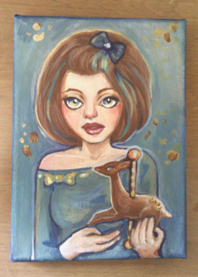 Fawn * 5x7 original lowbrow painting