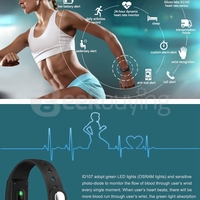 Smart Bracelet Fitness Tracker Heart Rate Monitor Pedometer Sleep Calorie Monitor Remote Cam Watch (Black) - Thumbnail 2