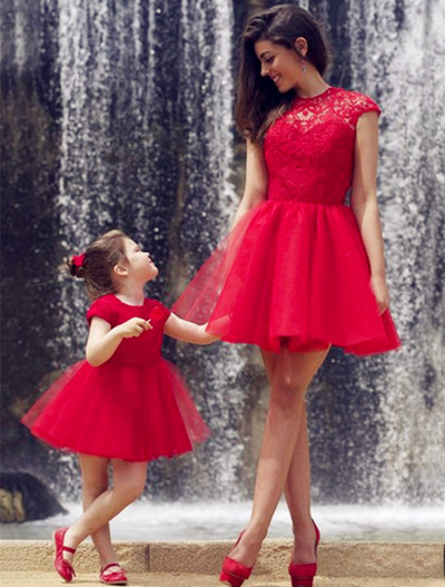 Short Red Lace Charming Prom Dresses,Elegant Homecoming Dress,Evening Dresses, Prom Dresses,Homecoming Dress, BD143742