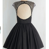 Short Black Mini Graduation Dresses,Open Back Homecoming Dress,Chiffon Homecoming Dresses, O-Neck Homecoming Dress,Homecoming Dress, BD1496 - Thumbnail 1