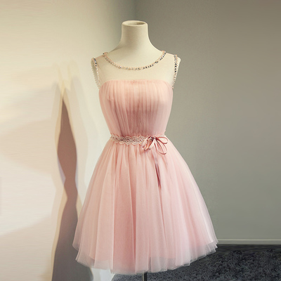 Short tulle pink homecoming dress,simple cute popular cheap homecoming dress,homecoming dress, bd14611