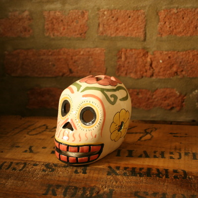 Sugar skull candle holder