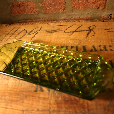 Small vintage glass plant tray