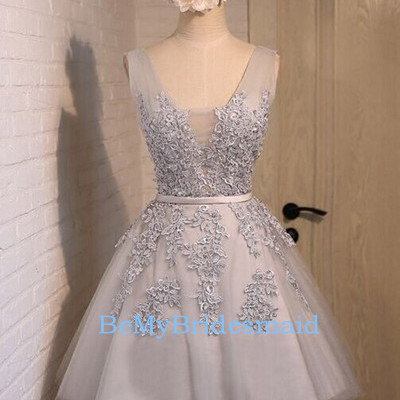 Beautiful handmade tulle v-neckline short prom dresses, homecoming dresses, short party dresses