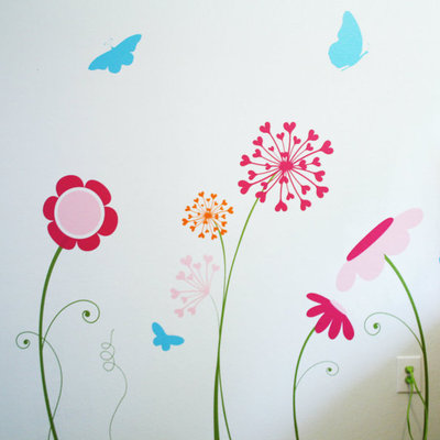 Flower garden with butterflies - children wall decals  