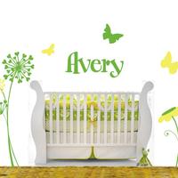 Flower Garden Wall Decal with Name - Thumbnail 1