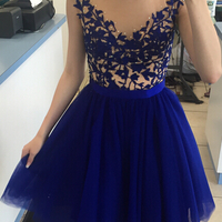 Popular homecoming dresses, royal blue homecoming dress, junior prom dress, knee-length prom dress, 2016 homecoming dress,  PD15021 - Thumbnail 1