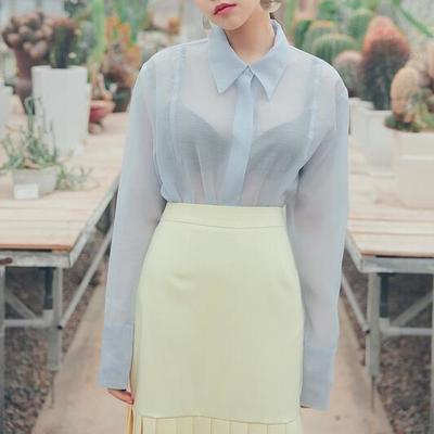 Pastel blue see-through blouse - Thumbnail 5