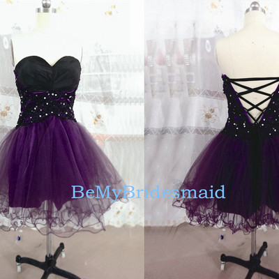 Lovely tulle short sweetheart lace-up homecoming dresses, short prom dresses, short dresses