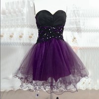 Lovely Tulle Short Sweetheart Lace-up Homecoming Dresses, Short Prom Dresses, Short Dresses - Thumbnail 1