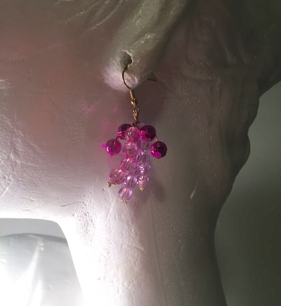Pink Beaded Drop Earrings 