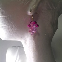 Pink Beaded Drop Earrings  - Thumbnail 1