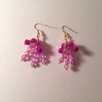 Pink Beaded Drop Earrings  - Thumbnail 2