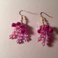 Pink Beaded Drop Earrings  - Thumbnail 3