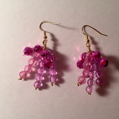 Pink beaded drop earrings 