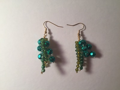 Green Beaded Drop Earrings 