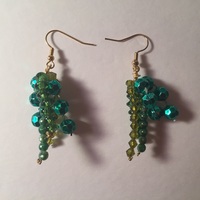 Green Beaded Drop Earrings  - Thumbnail 1