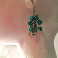 Green Beaded Drop Earrings  - Thumbnail 2