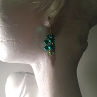 Green Beaded Drop Earrings  - Thumbnail 3