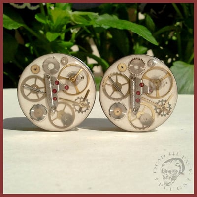 Cream steampunk watch parts plugs