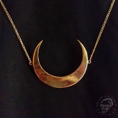 Necklace crescent moon - golden bronze customized lenght