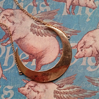 Necklace Crescent Moon - golden bronze customized lenght - Thumbnail 1