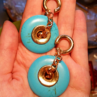 Tuquoise Howlite Stone Donut Ear Weights for Stretched Ears - Thumbnail 1