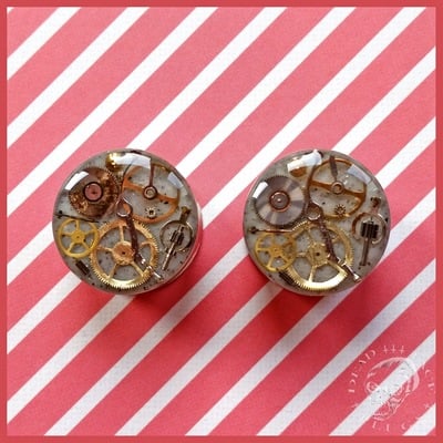 Stone steampunk watch parts plugs for stretched ears