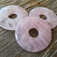 Rose Quartz Stone Donut Ear Weights for Stretched Ears - Thumbnail 2