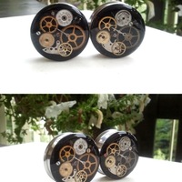 Classic Steampunk Watch Parts Plugs for Stretched Ears - Thumbnail 2