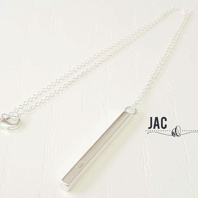 Silver block necklace with pendant