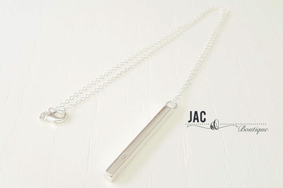 Silver Block Necklace with Pendant