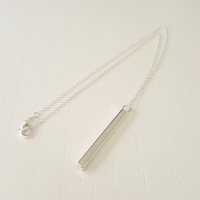 Silver Block Necklace with Pendant - Thumbnail 1