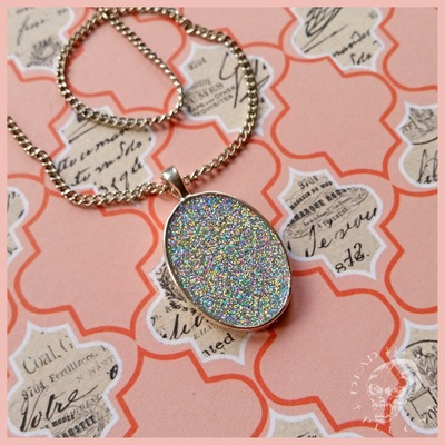 Necklace Silver Hologram Glitter - customized lenght