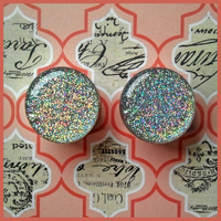 Silver Hologram Glitter Plugs for Stretched Ears - Thumbnail 2