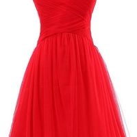 Adorable Red Sweetheart Tulle Homecoming Dresses, Red Short Prom Dresses, Red Party Dresses - Thumbnail 1